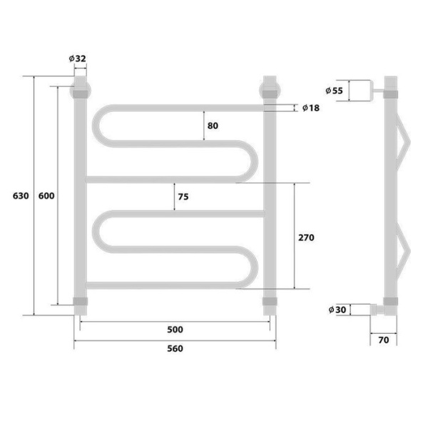 Водяной полотенцесушитель Energy Sonata 600x500