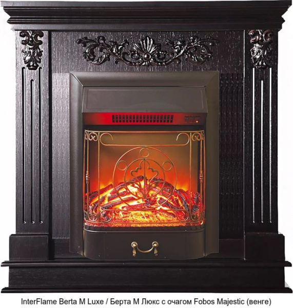 Деревянный камин (портал+очаг) InterFlame Berta Luxe/ Берта Люкс с очагом Fobos/ Majestic