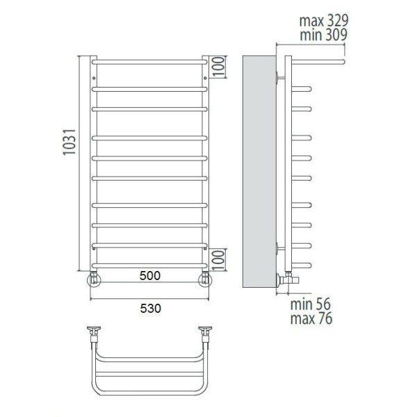 Водяной полотенцесушитель Terminus Арктур П10 500х1000