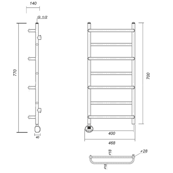 Электрический полотенцесушитель Domoterm Орфей П7 400*700 АБР EL